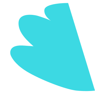 A flat, light blue abstract shape with three rounded lobes and a straight right edge on a light gray background.